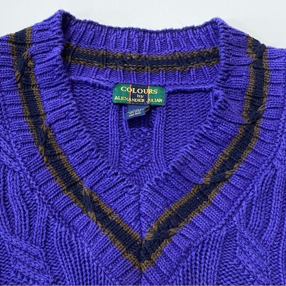 Vintage Colours By Alexander Julian Abstract Chunky Knit Sweater Men's Size XL - Picture 8 of 13